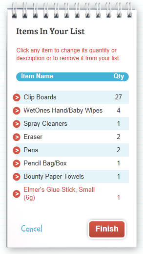 items in your list screenshot