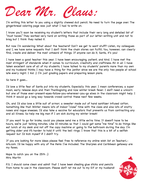 Dear Santa Claus letter
