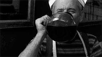 Bill Murray drinking coffee from a pot