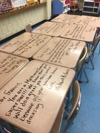 motivational sayings written on student desks