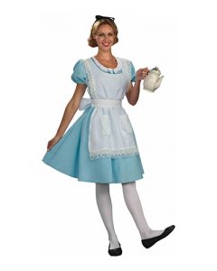 Woman wearing Alice in Wonderland costume