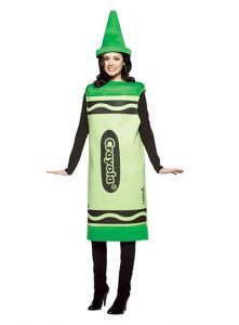 Woman in green crayola crayon costume
