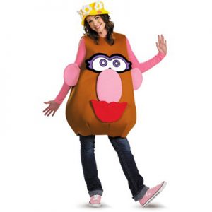 Woman wearing Mrs. Potato Head costume