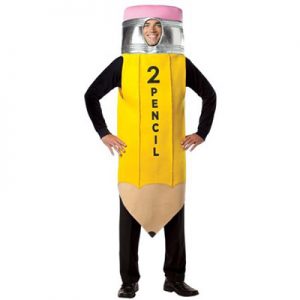 Man wearing number 2 pencil costume