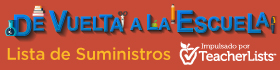 Spanish orange school supply lists are ready banner