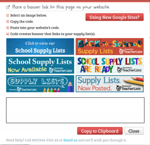 banner links page on teacherlists website