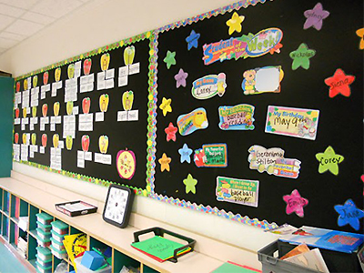 bulletin boards covered in fabric