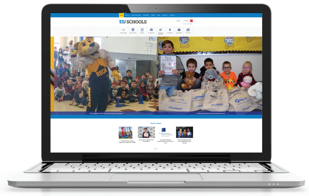 27J school district webpage on laptop