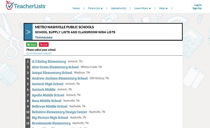 TeacherLists sample school district list