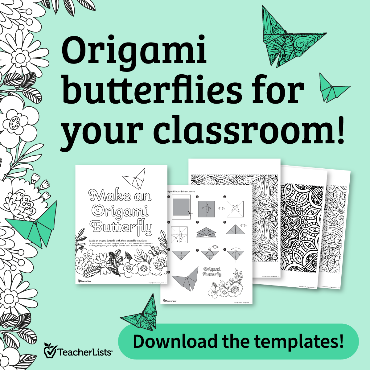 Origami Butterfly Printable Teachers linkinbio