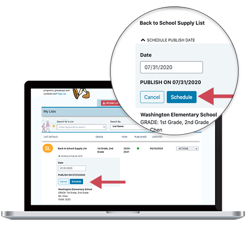 How to schedule your school supply lists using TeacherLists