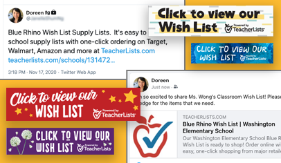 How to Share Your Classroom Wish Lists on Your Website, Email, Facebook and Twitter