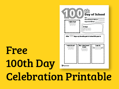 TeacherLists Free 100th Day Printable
