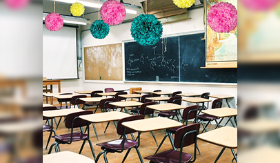 pom-poms in classroom