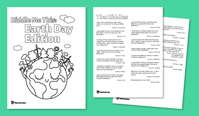 Earth Day Riddle Printable Teacher