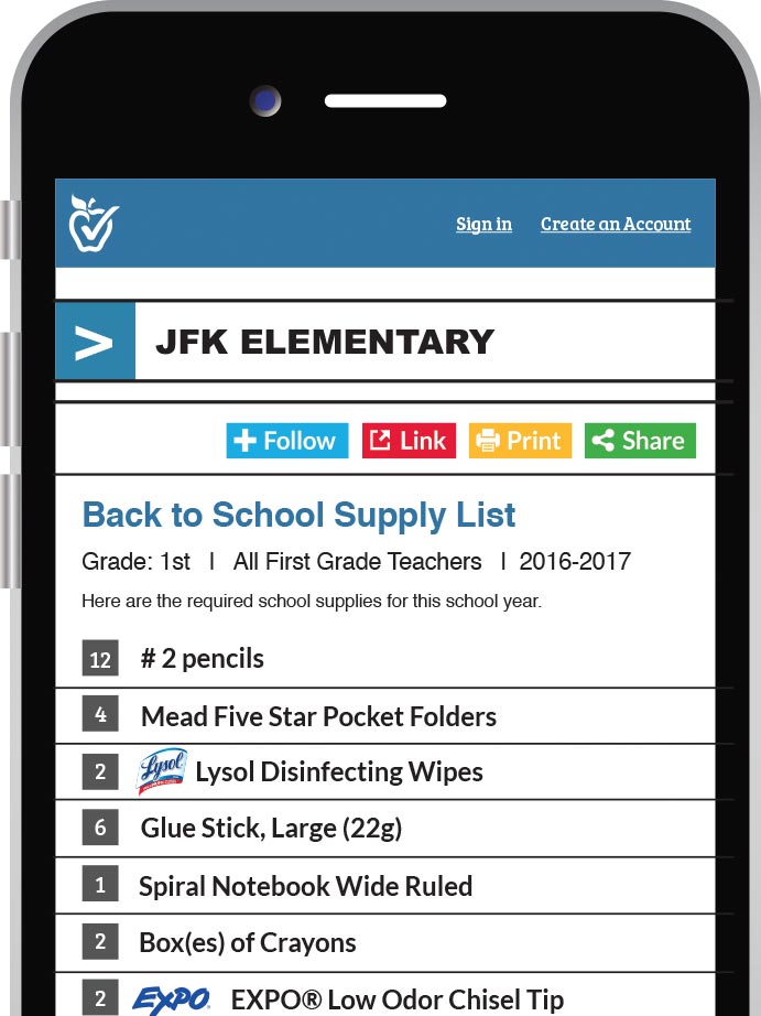 school supply list for teachers