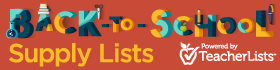 Orange back to school supply list banner